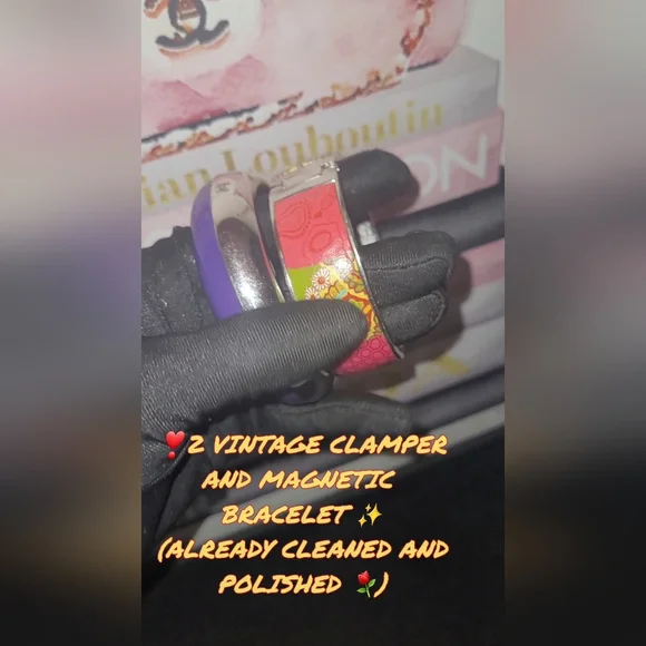 2 VINTAGE CLAMPER AND MAGNETIC BRACELET ✨️(ALREADY CLEANED AND POLISHED ⚘️) - Picture 6 of 8